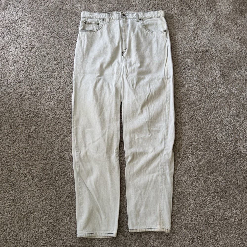 Made In USA 90s White/Creme Levi's 550 Denim Jeans 36x34 Baggy Straight Vintage - Picture 1 of 7